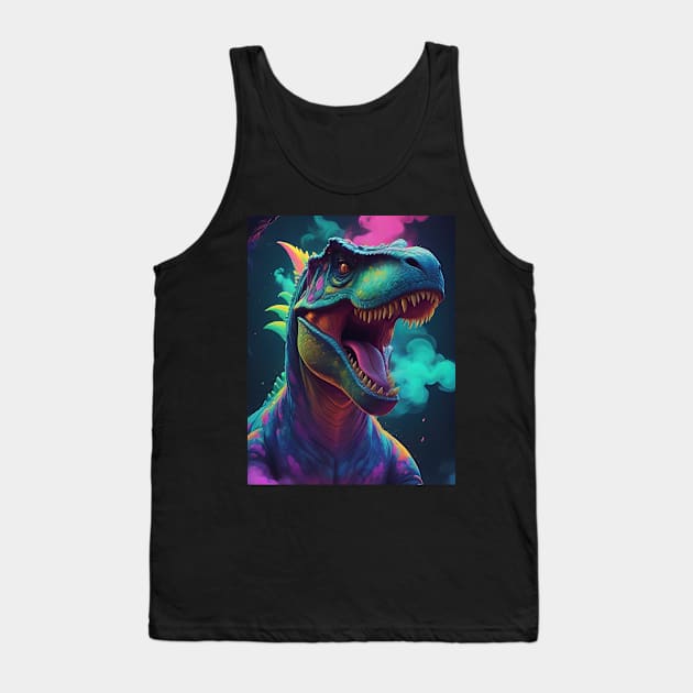 T Rex Dinosaur Head Mixed Colours Tank Top by Rossie Designs